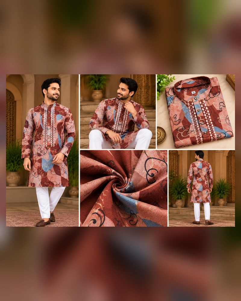 Multicolour Heritage Print Kurta