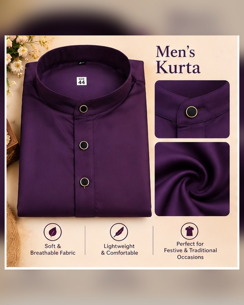 Deep Purple Silk-Look Kurta