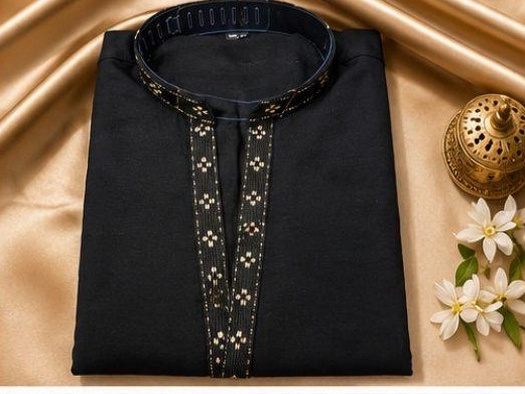 Black kurta with gold detailing