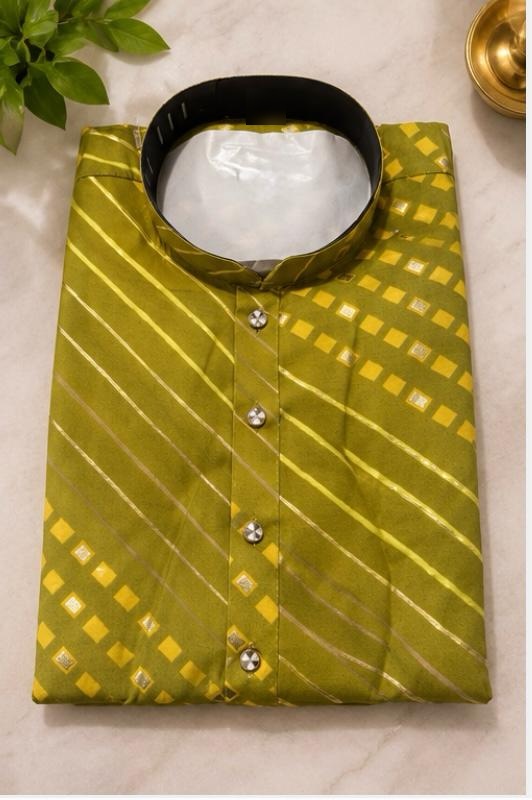 Lime olive gold patterned kurta